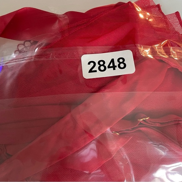 New! Victoria's Secret Lipstick Queen of Hearts Open Cup Babydoll 22848 - Picture 10 of 10